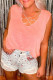 Pink Rhinestone Strappy Decor Loose Tank Top