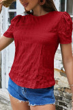 Plain Smocked Short Sleeves Top