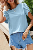 Plain Puff Tulip Short Sleeves Jersey Top