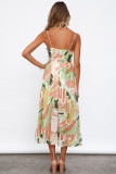 Multicolor Spaghetti Straps Graffti Print Long Dress