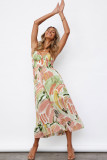 Multicolor Spaghetti Straps Graffti Print Long Dress