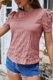 Plain Smocked Short Sleeves Top