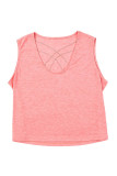 Pink Rhinestone Strappy Decor Loose Tank Top
