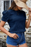 Plain Smocked Short Sleeves Top