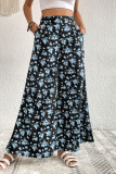 Black High Waist Wide Leg Floral Pants