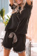 Black Leopard Long Sleeve Shirt and Shorts Lounge Set