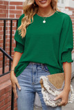 Plain Half Sleeves Smocked Cuff Top