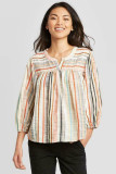 Multicolor Striped 3/4 Sleeve Blouse