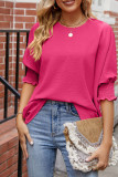 Plain Half Sleeves Smocked Cuff Top
