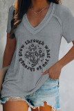 Magic mushroom-Grow through what you go through V Neck Graphic Tee