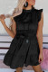 Black Rose Satin Leopard Tie Waist Frilled Sleeveless Dress