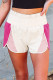 Pink Color Block Split High Waist Shorts