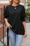 Plain Half Sleeves Smocked Cuff Top