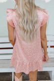 Pink Leopard Satin Ruffled Mini Dress