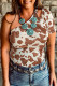 Brown One Shoulder Cow Print Cut out Short Sleeve Top