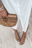White Half Sleeve Shirt Dress Cover Up