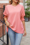 Plain Half Sleeves Smocked Cuff Top