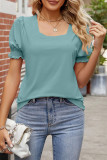 Plain Square Neck Puff Sleeves Top