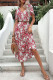 Burgundy Floral V Neck Maxi Dress