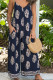 Blue Geometric Print Spaghetti Straps Wide Leg Jumpsuit