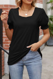 Plain Square Neck Puff Sleeves Top