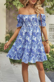 Flare Sleeves Printing Ruffle Dress