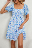 Flare Sleeves Printing Ruffle Dress