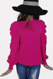 Plain Lantern Sleeves Blouse