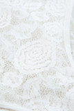 White Crisscross Back Soft Bone Floral Lace Crochet Bodysuit