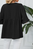Plain V Neck Half Sleeves Chiffon Top