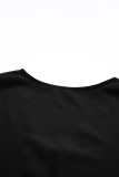 Black Lace Trim V Neck Short Sleeve Blouse