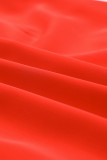 Red High Neck Lantern Sleeves Backless Mini Dress