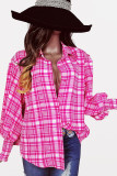 Printed Puff Smocked Cuff Open Button Blouse