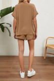 V Neck Plain Two Pieces Short Set