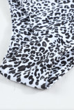 White 3pcs Leopard Bikini & Sarong Swim Set