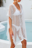 Eyelet Hollow Out Tassle Beach Cover Up