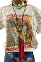 Western Leopard Wild Heart Printed Short Sleeves Top
