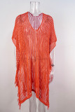 Eyelet Hollow Out Tassle Beach Cover Up