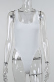 Plain Knitting Ribbed Sleeveless Bodysuit
