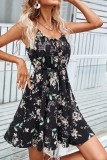 Ruffles Front Tie Cami Floral Dress