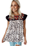 White Flutter Sleeves Embroidered Floral Babydoll Flyaway Top