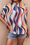 Frilled Collar Bat Wing Sleeves Blouse