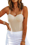 Nude Polka Dot Print Spaghetti Straps Bodysuit