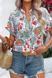 Boho Short Sleeve Floral Contrast Top