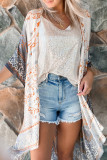 Gray Mandala Fashion Print Half Sleeve Kimono