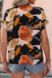 Boho Short Sleeve Floral Contrast Top