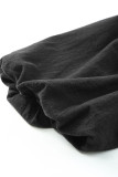 Black Square Neck Ruched Puff Sleeve Romper