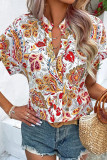 Boho Short Sleeve Floral Contrast Top