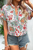 Boho Short Sleeve Floral Contrast Top