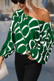 Drop Shoulder Abstract Print Lantern Sleeve Blouse